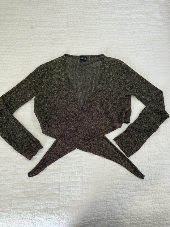 Cejon Sweaters - Vintage Sparkle Wrap Crop Top OS Fairycore Whimsigoth Balletcore Festival Goth